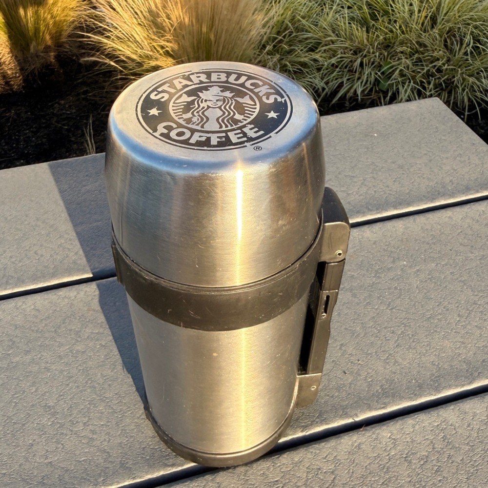 Vintage Starbucks Coffee Thermal Flask Silver Stainless Steel